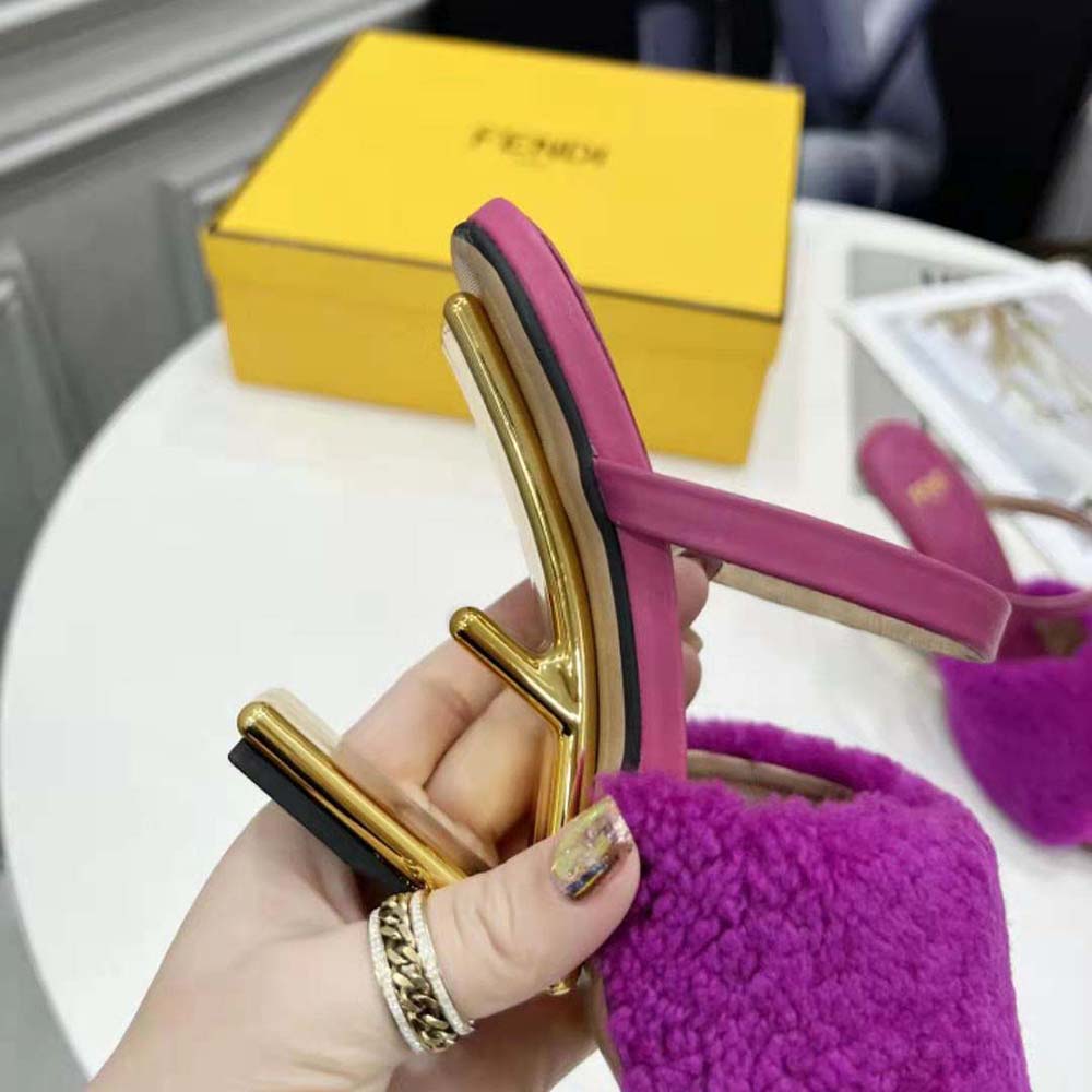 Fendi Women First Purple Sheepskin High-Heeled Sandals - image 9