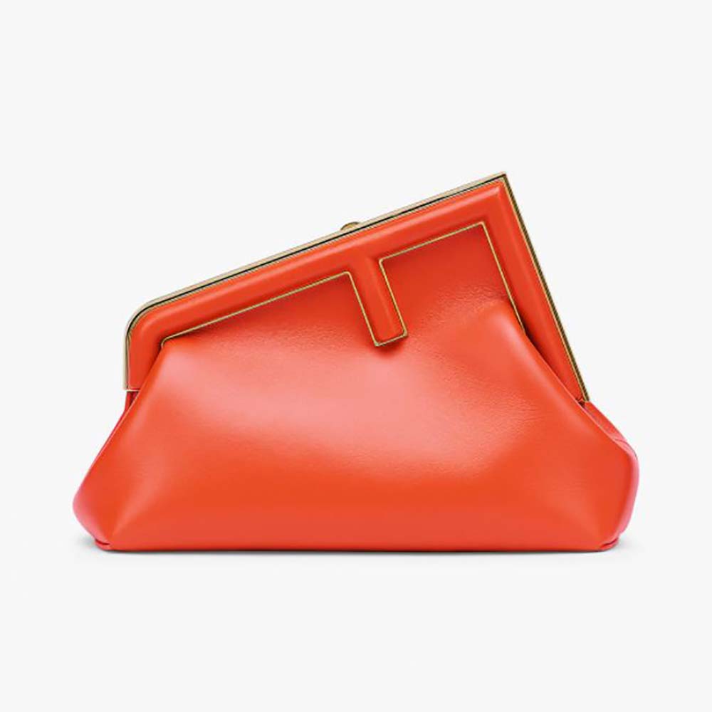 Front view of Fendi Women First Small Red Leather Bag with logo clasp