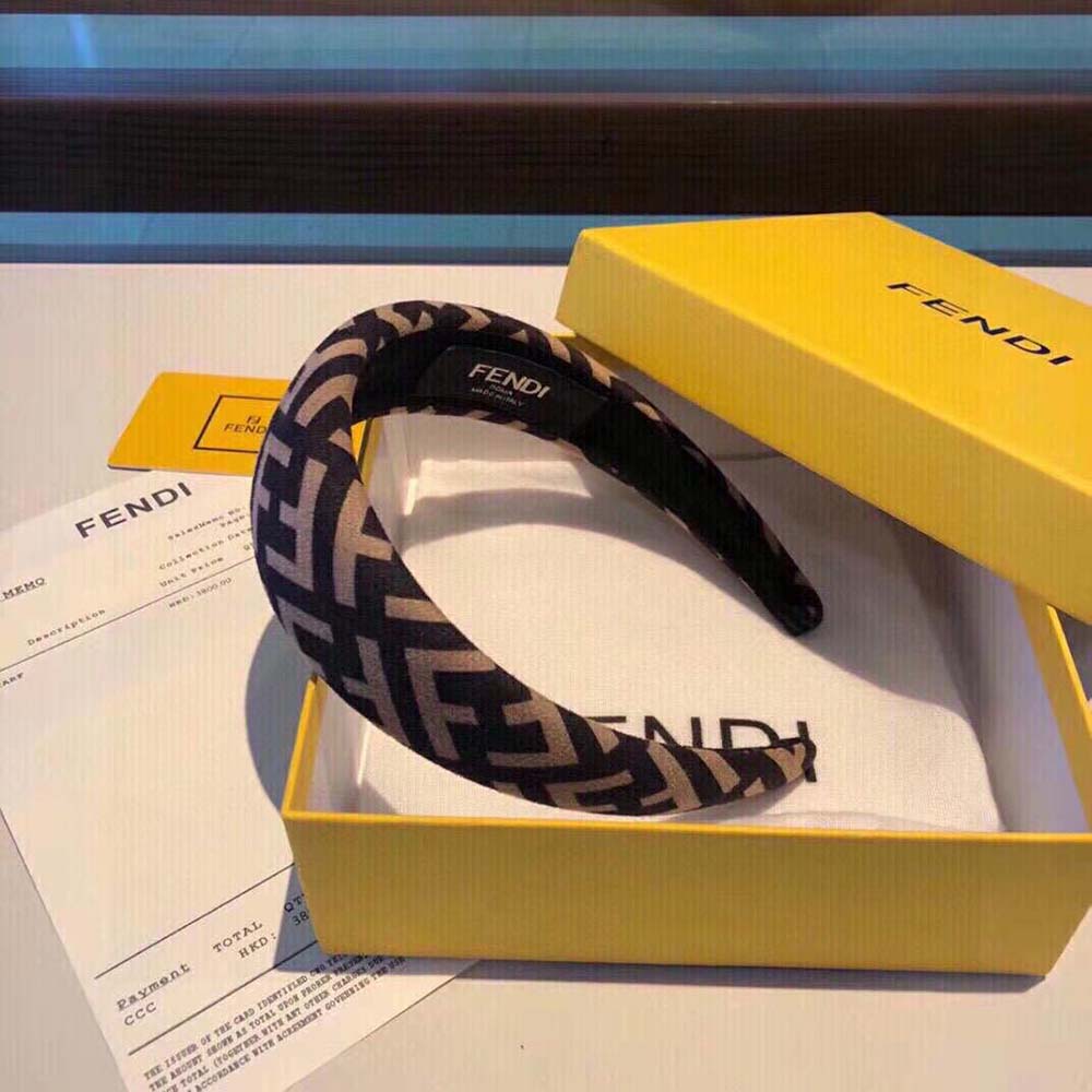 Fendi Women Headband in Brown Wool Cashmere and Silk - image 4