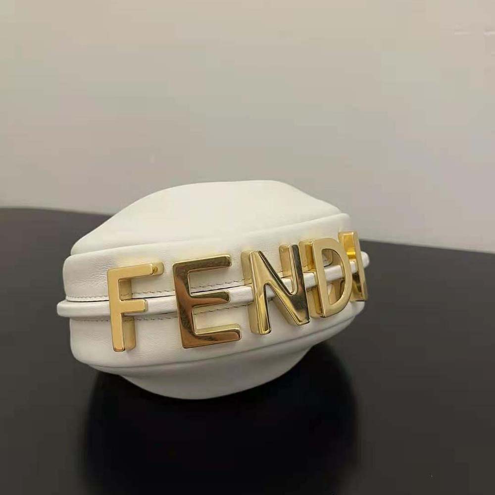 Fendi Women Nano Fendigraphy White Leather Charm - image 3