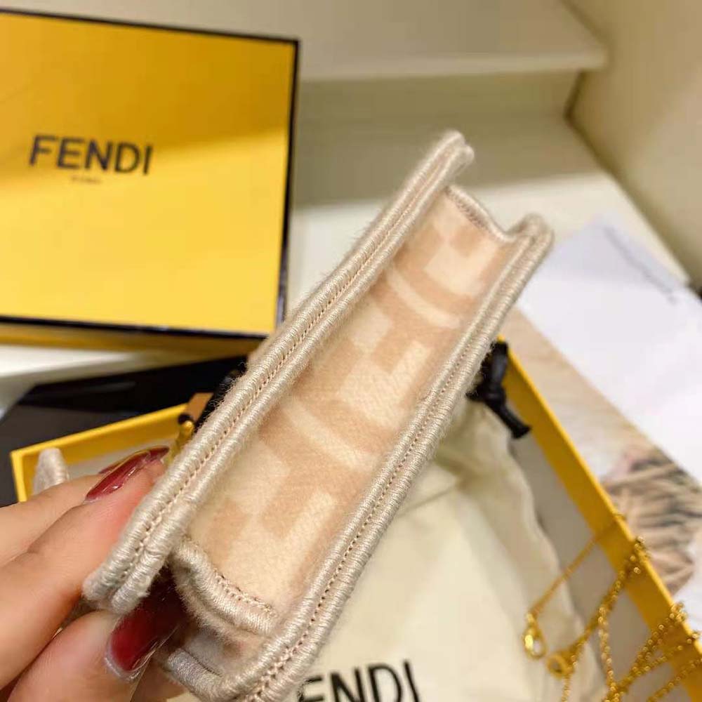 Fendi Women Nano Peekaboo Charm Beige Wool Charm-Pink - image 9