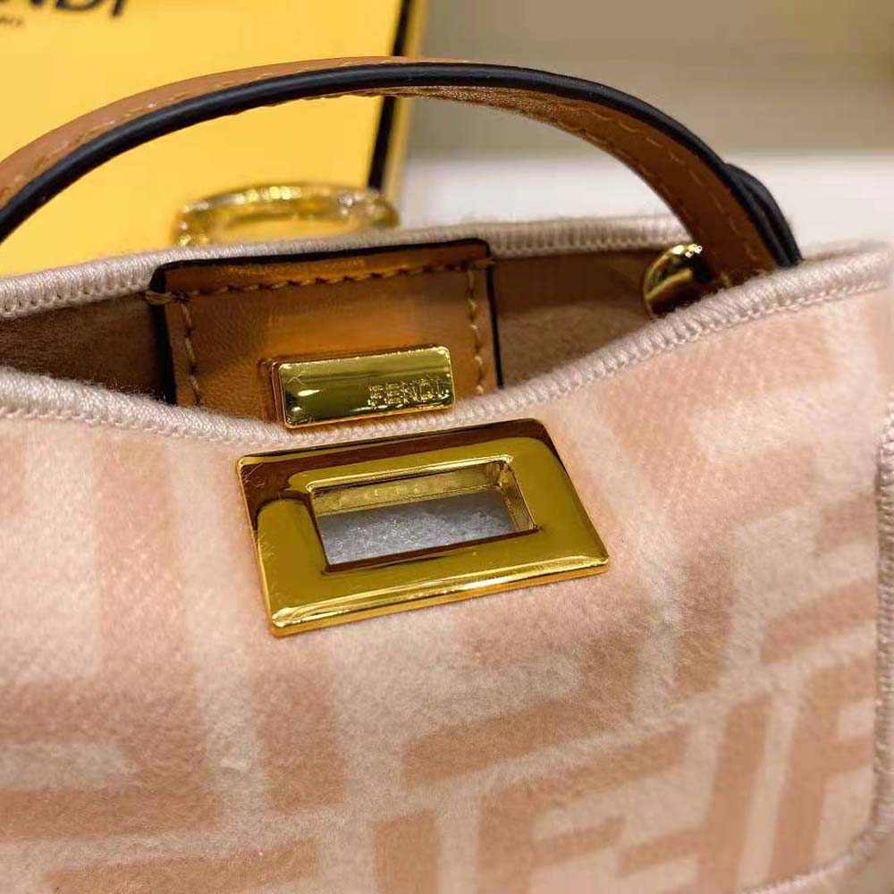 Fendi Women Nano Peekaboo Charm Beige Wool Charm-Pink - image 8