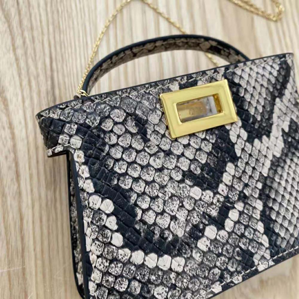 Fendi Women Nano Peekaboo Charm Brown Python Charm - image 4