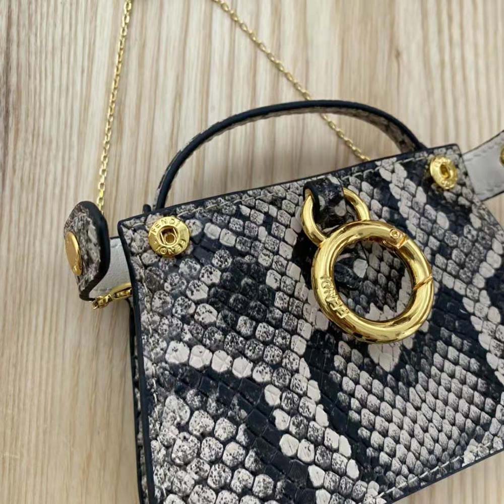 Fendi Women Nano Peekaboo Charm Brown Python Charm - image 5