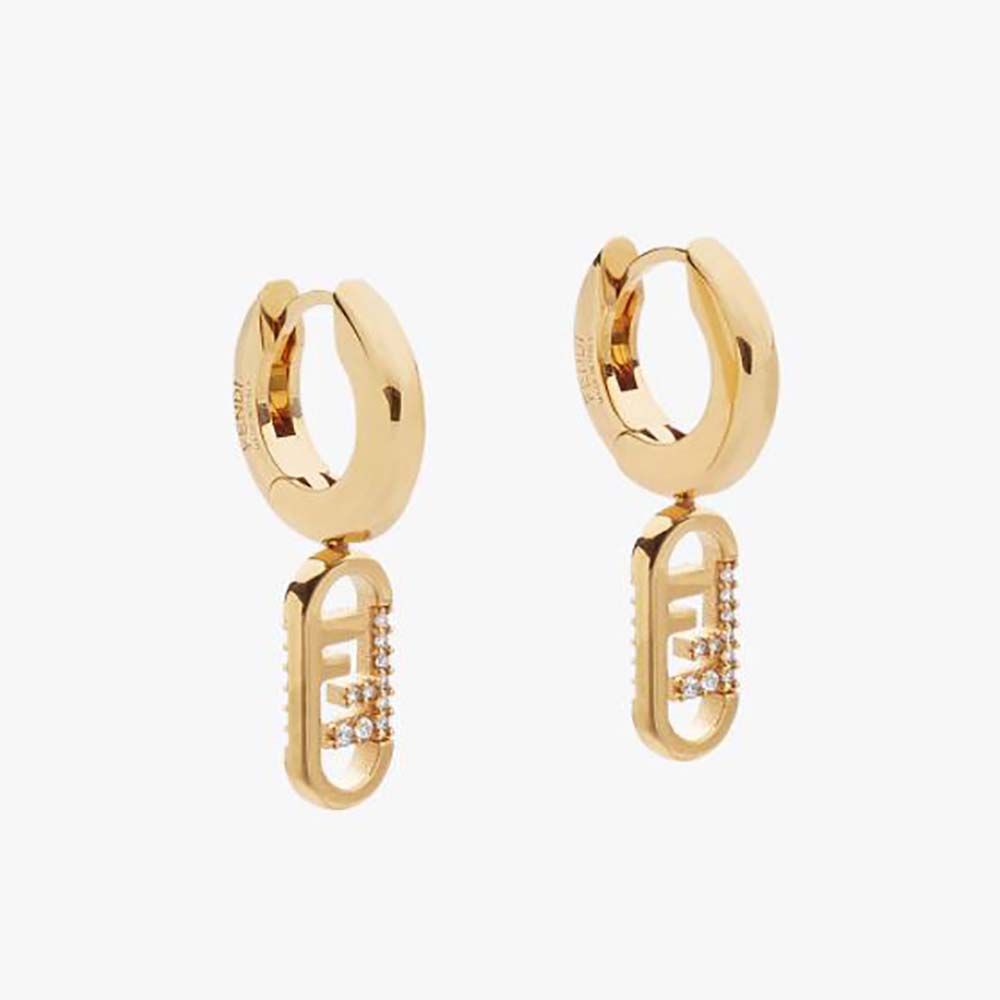 Close-up of Fendi Women O Lock Earrings Gold-Colored Earrings front view