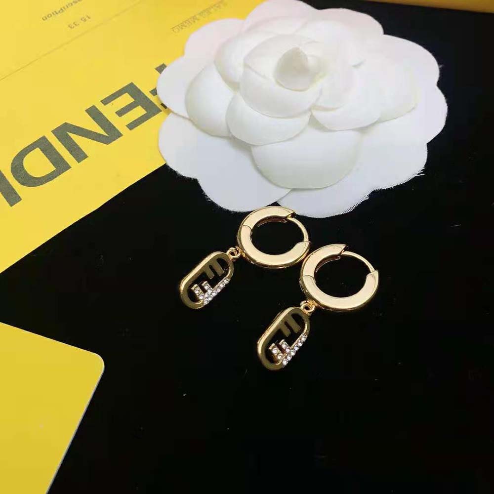 Side angle showing clasp detail of Fendi Women O Lock Earrings Gold-Colored Earrings