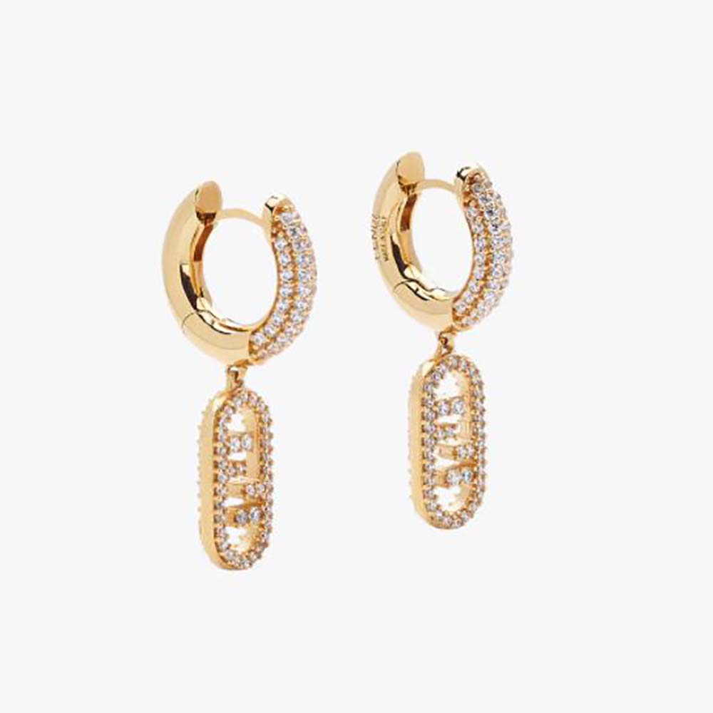 Close-up of Fendi Women O Lock Earrings Gold-Colored Earrings front detail