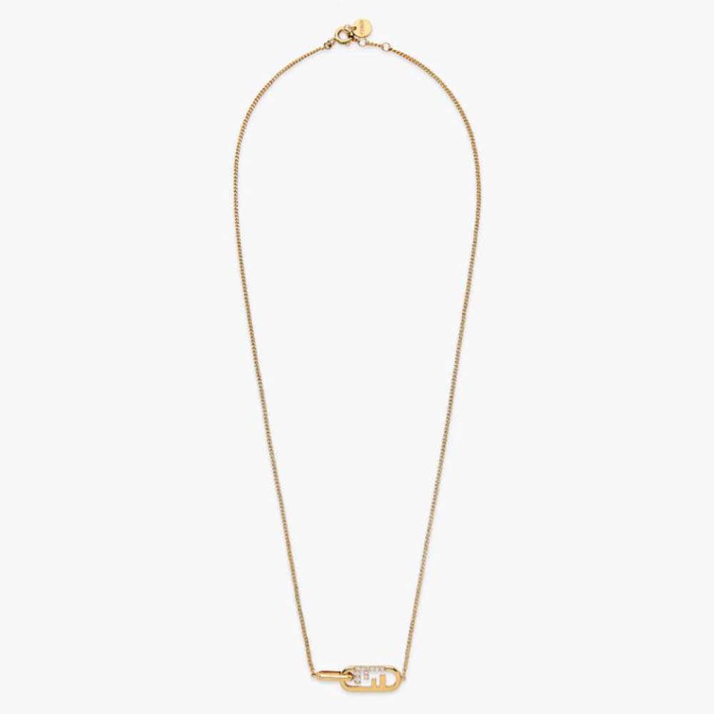 Fendi Women O Lock Necklace Gold-Colored Necklace front view with pendant