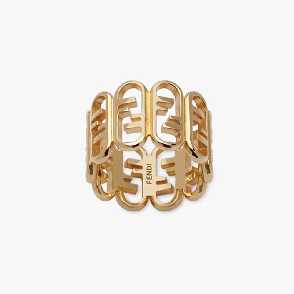 Close-up of Fendi Women O’Lock Ring Gold-colored Ring showing signature detail
