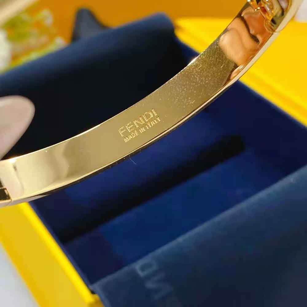Fendi Women Stiff Narrow-Band FF Bracelet Gold-colored - image 7