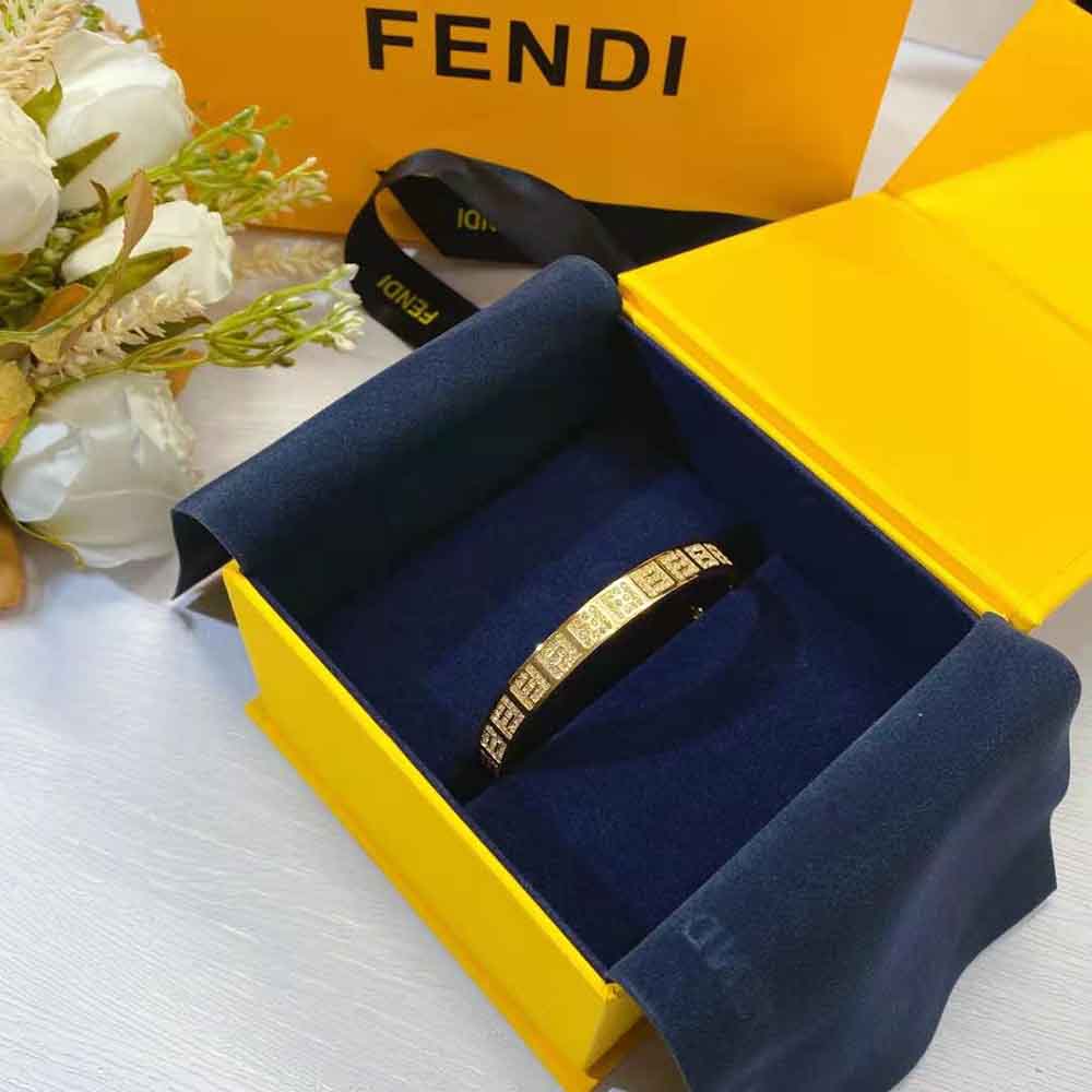 Fendi Women Stiff Narrow-Band FF Bracelet Gold-colored - image 5