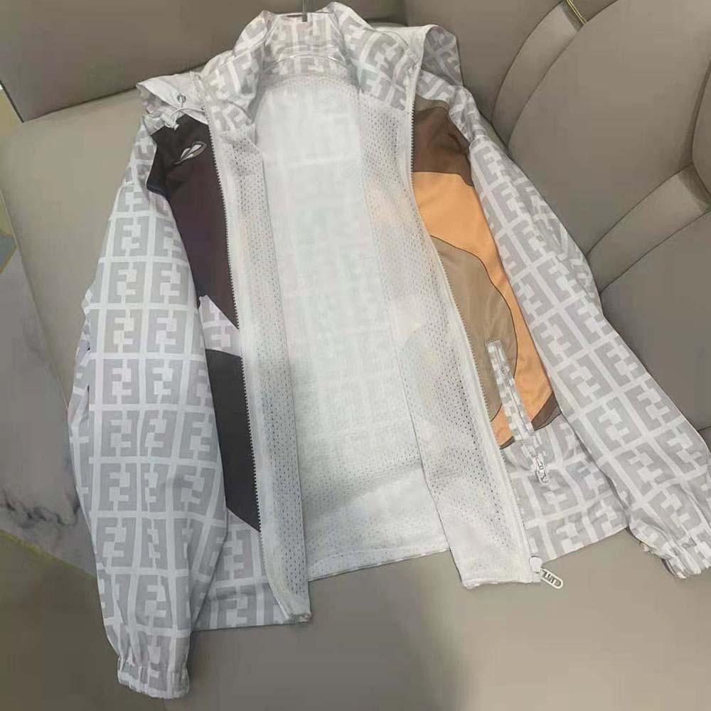 Fendi Women Windbreaker Multicolor Nylon Jacket-White - image 3