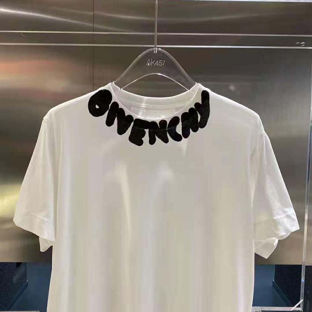 Givenchy Men Oversized T-shirt with Tag Effect Prints-White - image 5