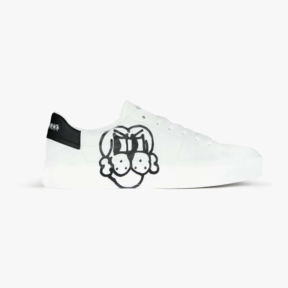 Side view of Givenchy Men Sneakers City Sport in Leather white dog print