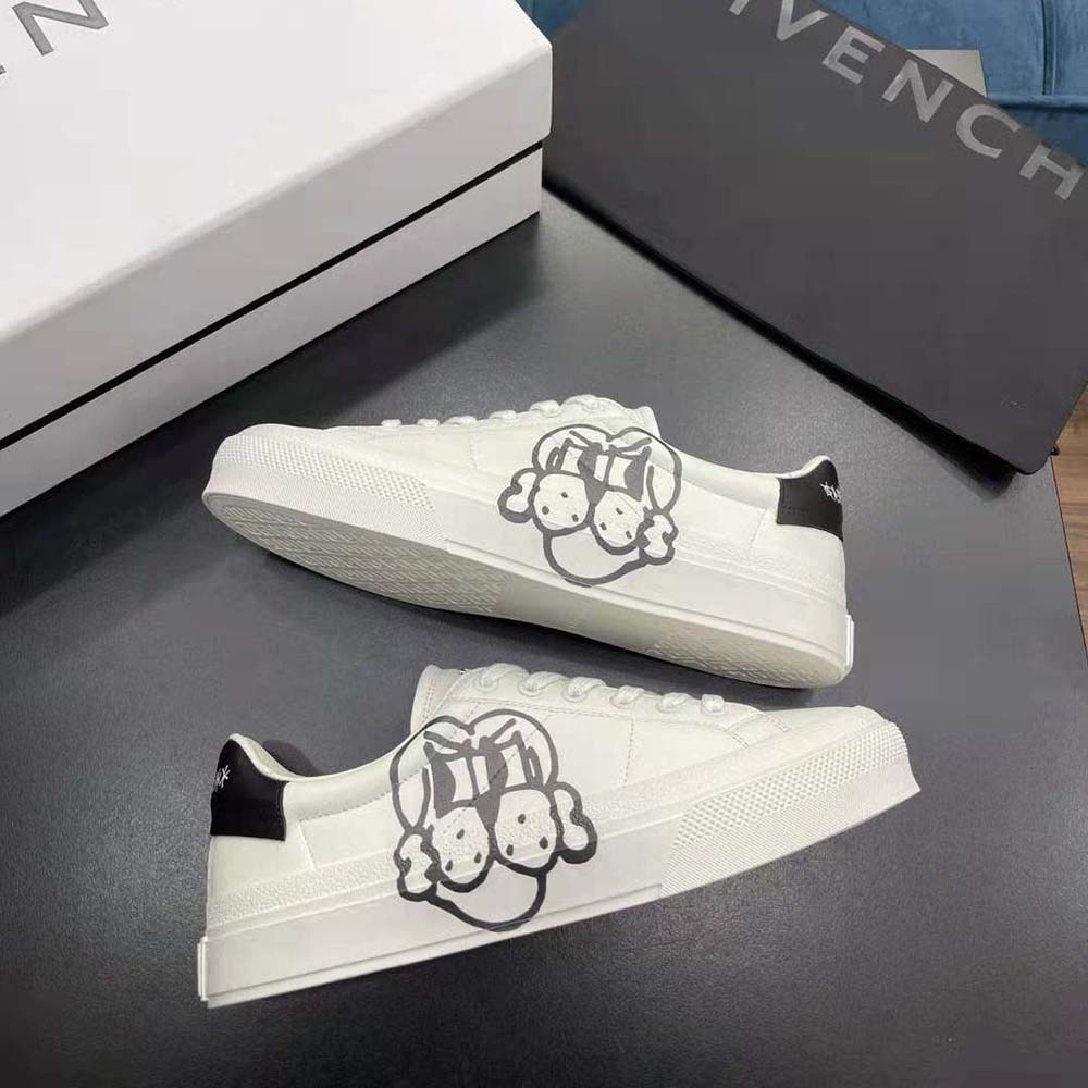 Givenchy Men Sneakers City Sport in Leather with Tag Effect Dog Print-White - image 4