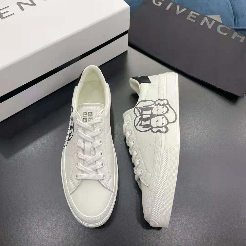 Givenchy Men Sneakers City Sport in Leather with Tag Effect Dog Print-White - image 5