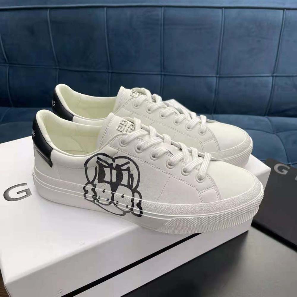 Givenchy Men Sneakers City Sport in Leather with Tag Effect Dog Print-White - image 6