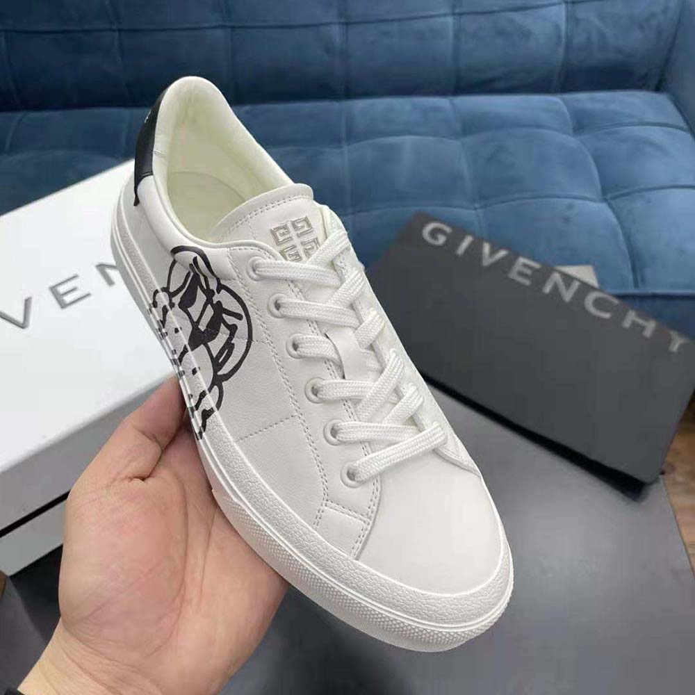 Givenchy Men Sneakers City Sport in Leather with Tag Effect Dog Print-White - image 8
