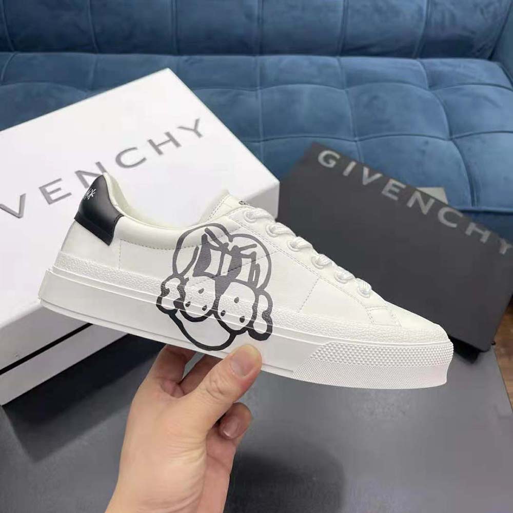 Givenchy Men Sneakers City Sport in Leather with Tag Effect Dog Print-White - image 7