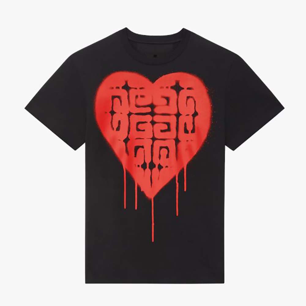 Front view of Givenchy Women Slim Fit T-Shirt in Jersey with Tag Effect Print-Black