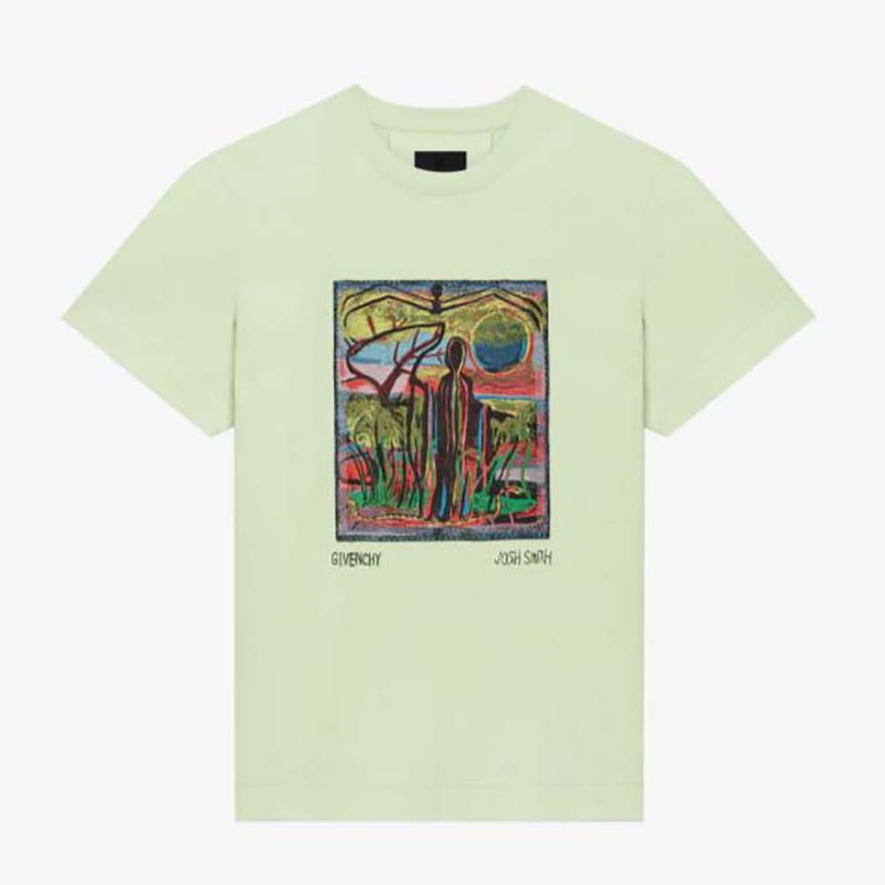 Givenchy Men Slim Fit T-shirt in Jersey with Reaper Patch-Lime