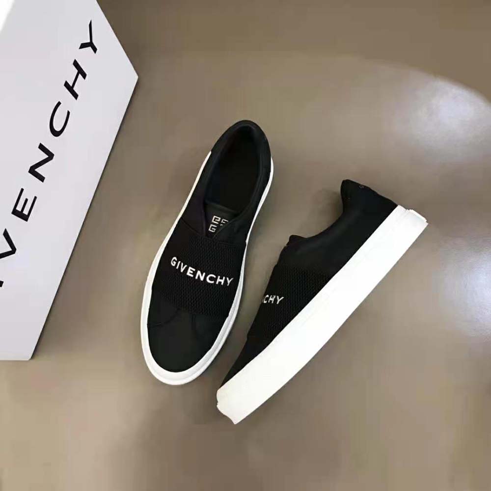Top angle showing black leather and laces of Givenchy Women Sneakers