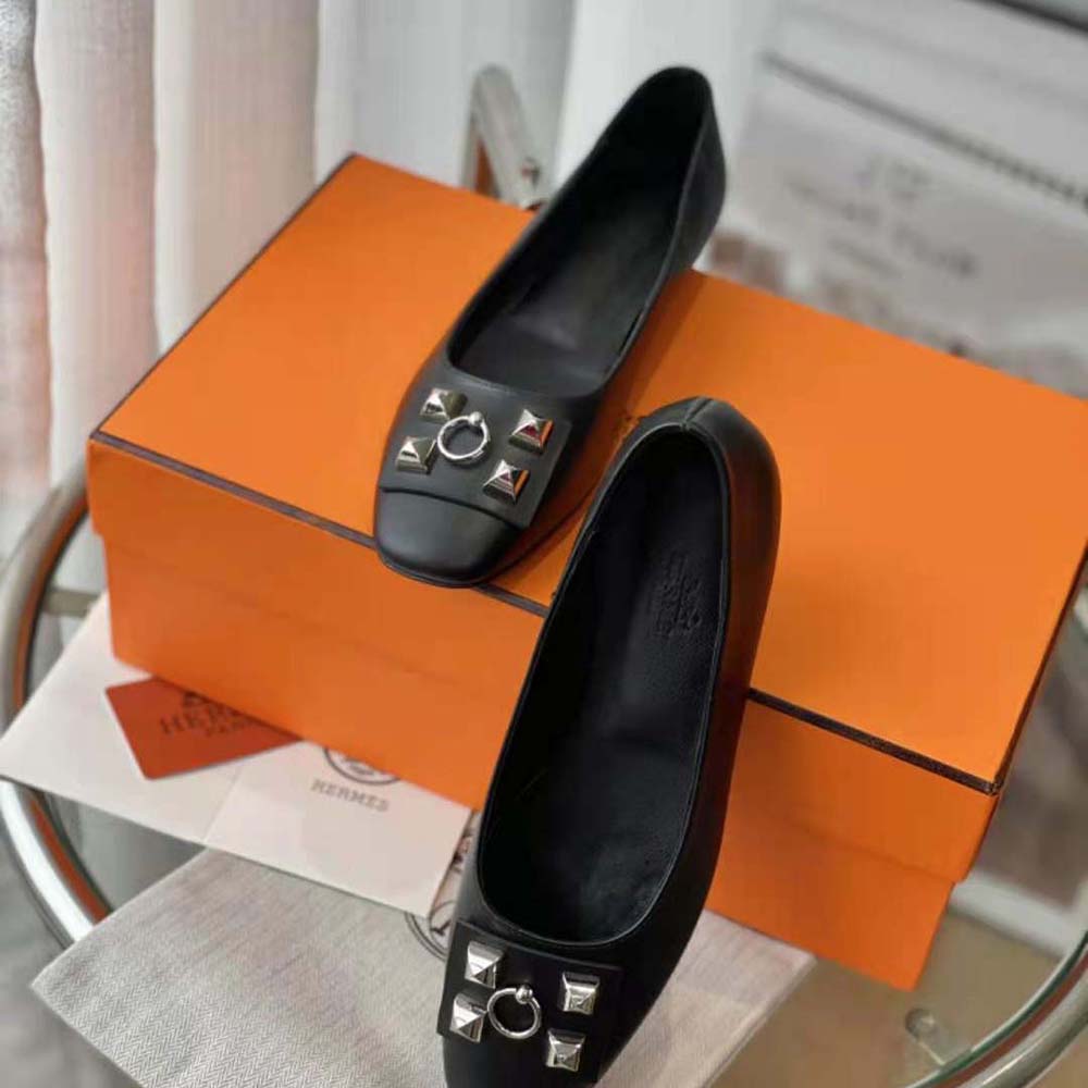 Hermes Women Danseuse Ballet Flat in Calfskin Leather-Black - image 5