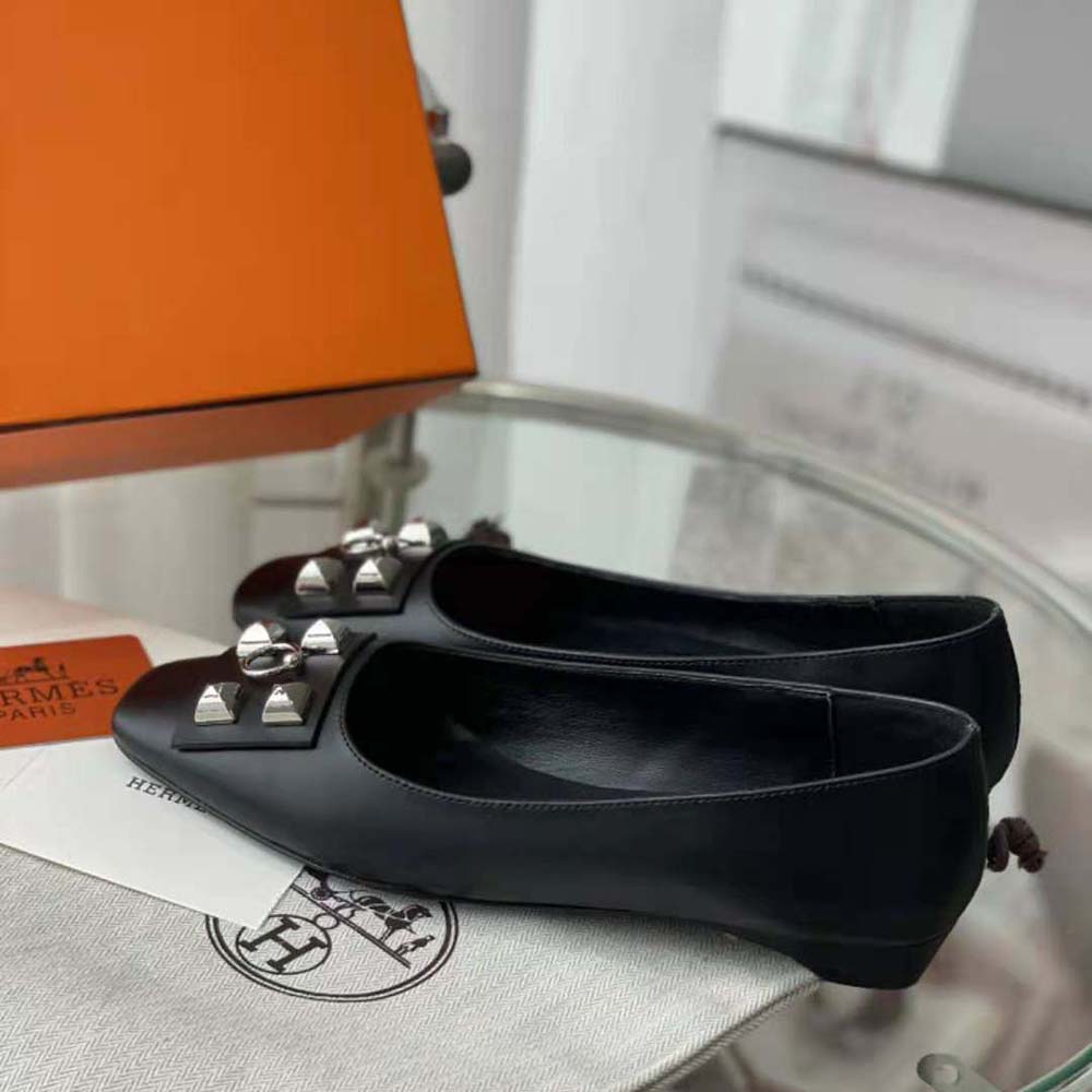 Hermes Women Danseuse Ballet Flat in Calfskin Leather-Black - image 7