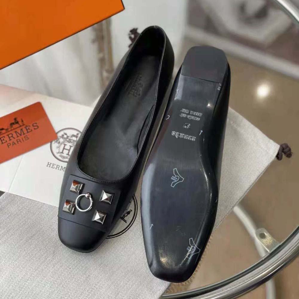 Hermes Women Danseuse Ballet Flat in Calfskin Leather-Black - image 9