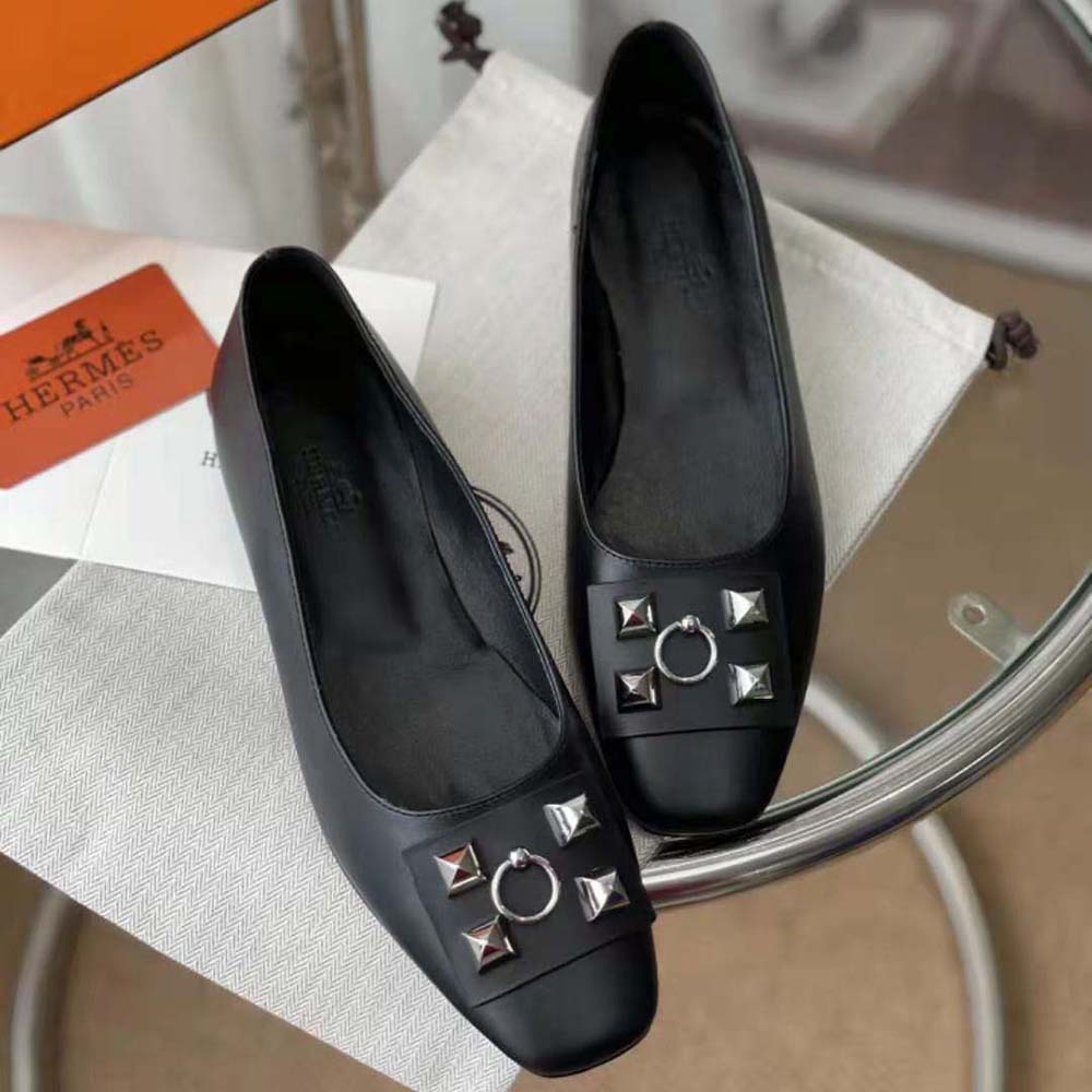 Hermes Women Danseuse Ballet Flat in Calfskin Leather-Black - image 4
