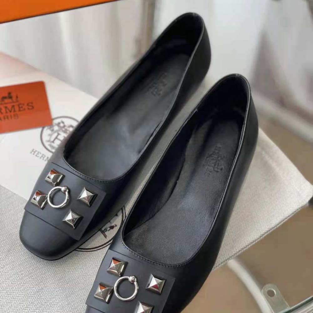 Hermes Women Danseuse Ballet Flat in Calfskin Leather-Black - image 6