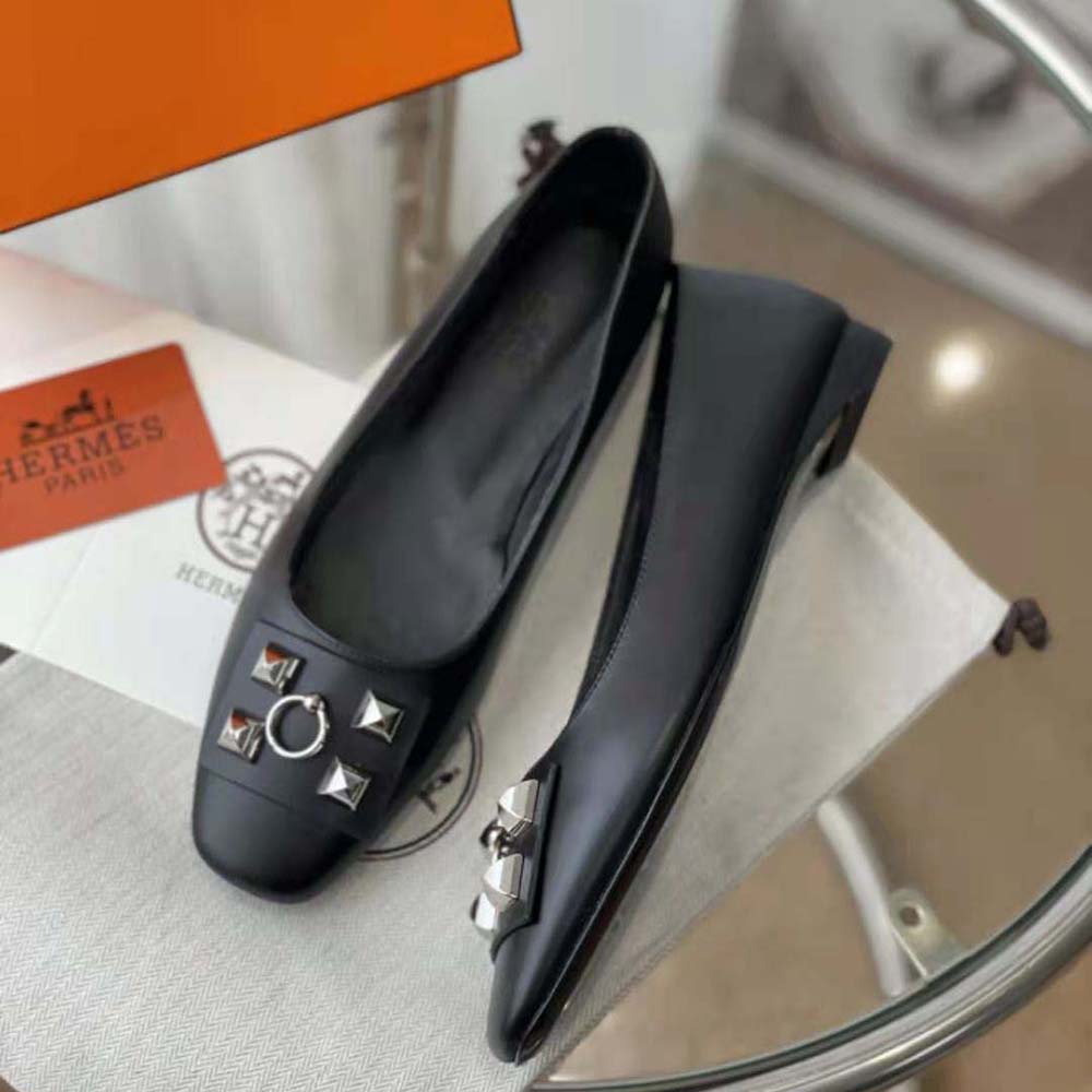 Hermes Women Danseuse Ballet Flat in Calfskin Leather-Black - image 8