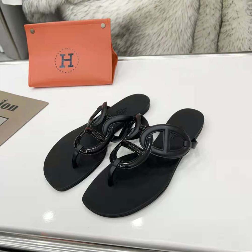 Overhead shot showing open-toe design of Hermes Women Egerie Sandal