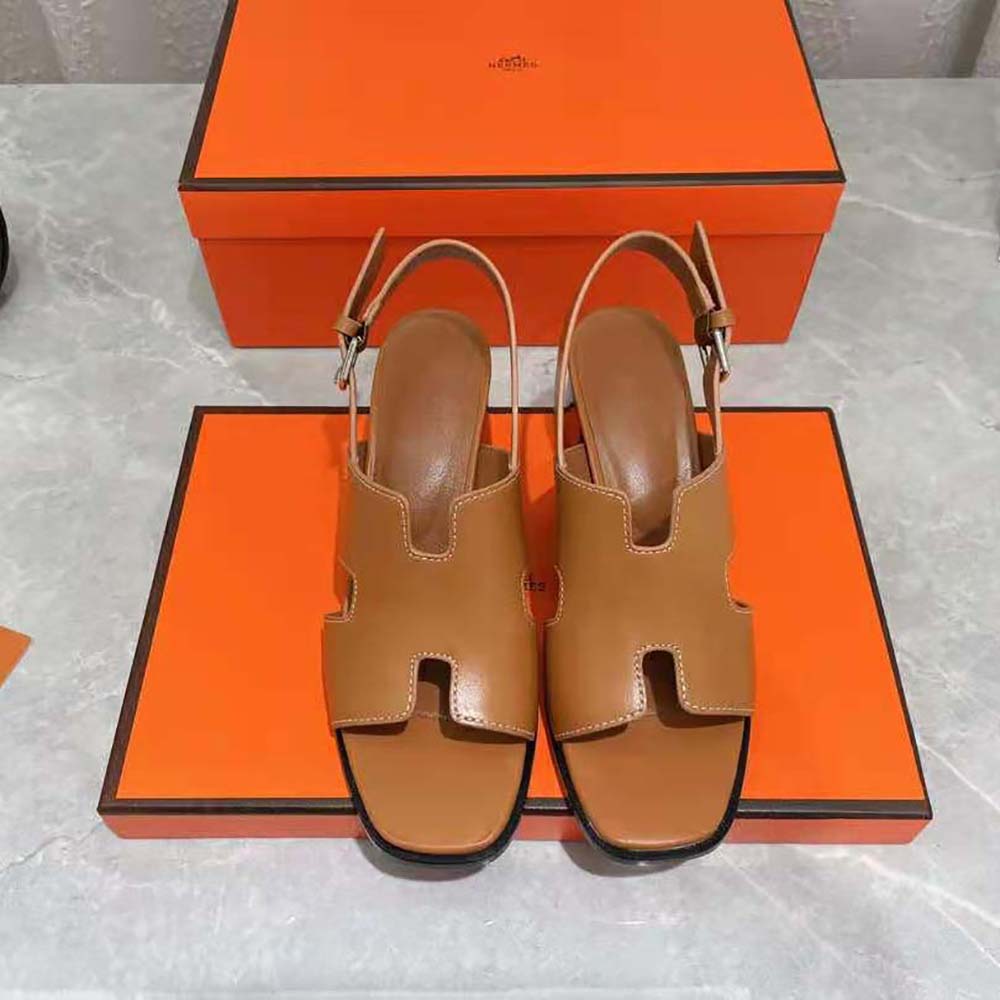 Close-up detail of H cut-out on Hermes Women Elbe 60 Sandal
