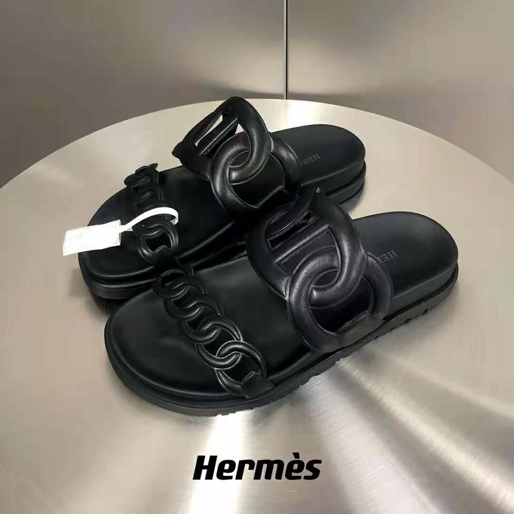 Hermes Women Extra Sandal in Nappa Leather-Black - image 5