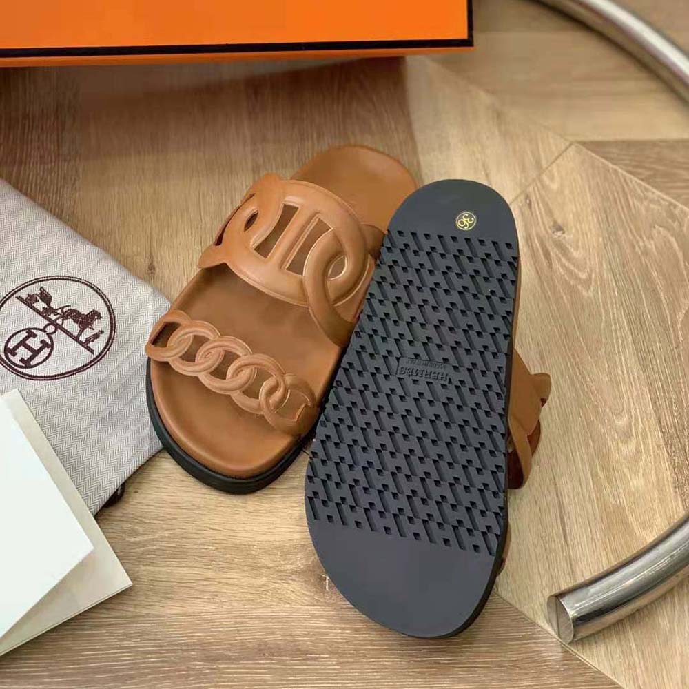 Hermes Women Extra Sandal in Nappa Leather-Brown - image 10