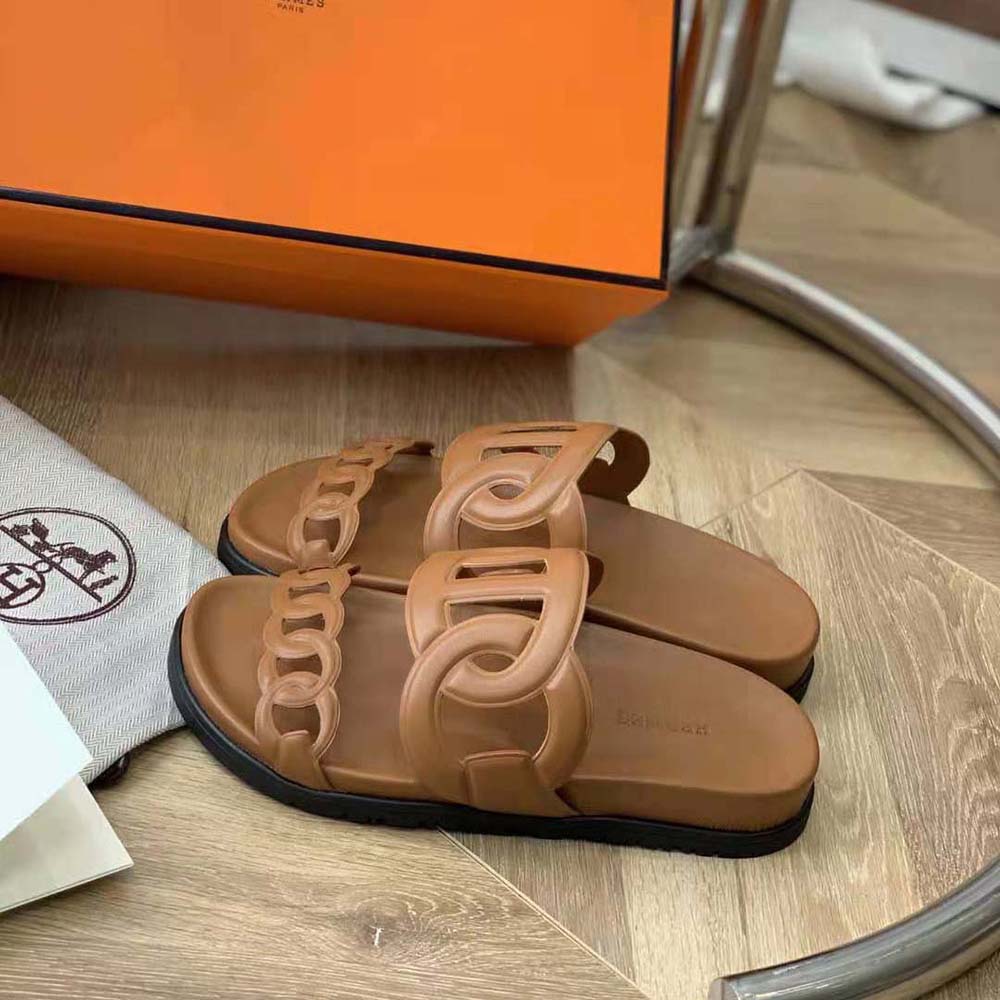 Hermes Women Extra Sandal in Nappa Leather-Brown - image 7