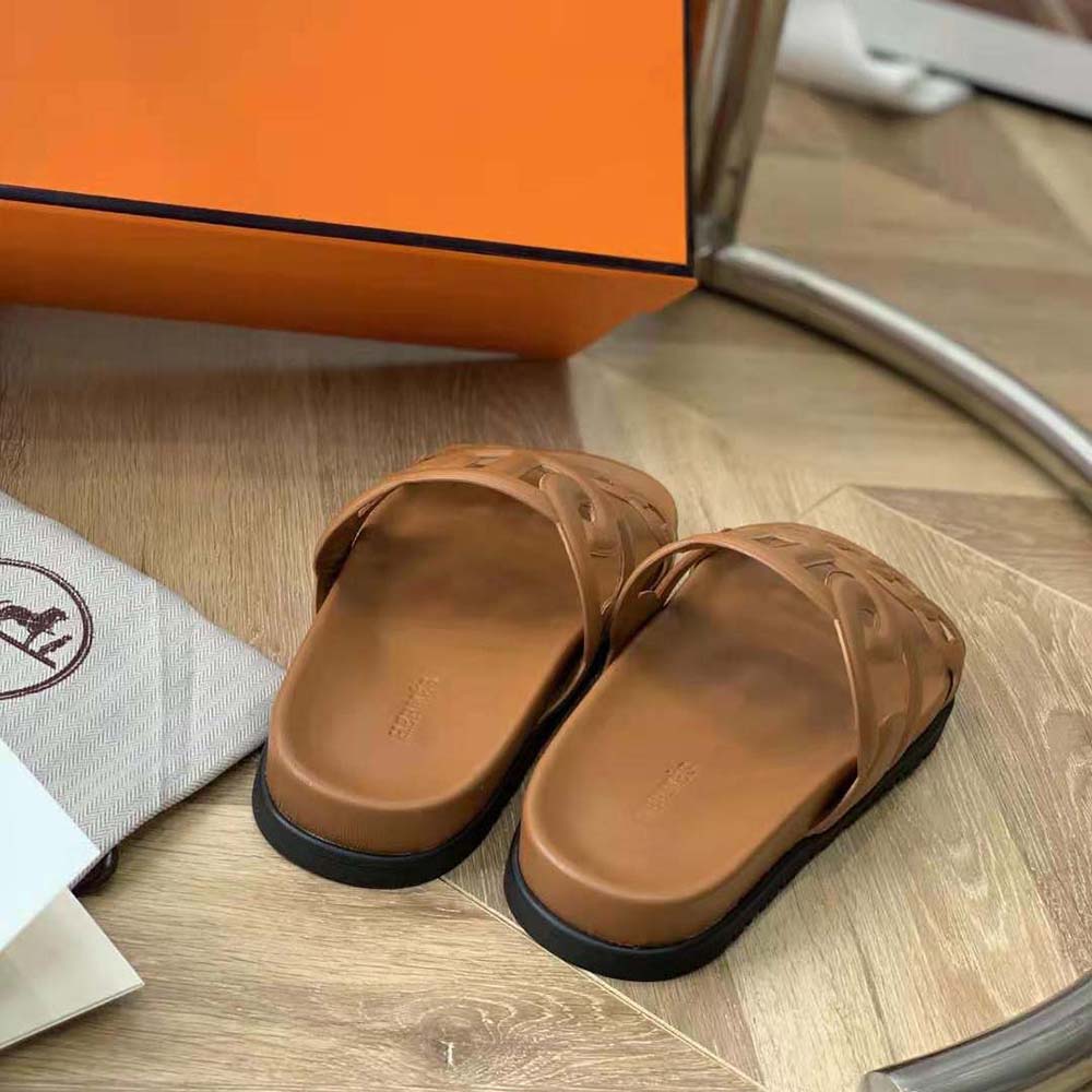 Hermes Women Extra Sandal in Nappa Leather-Brown - image 8
