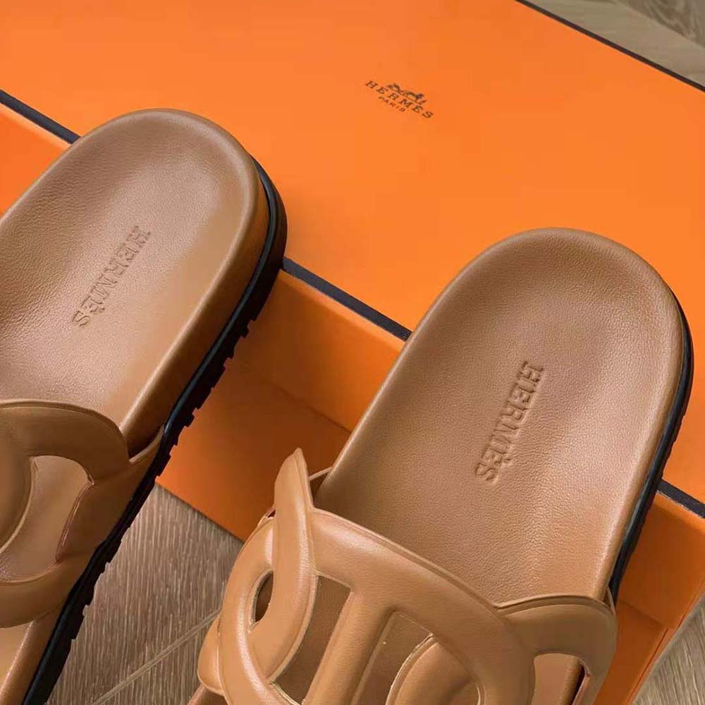 Hermes Women Extra Sandal in Nappa Leather-Brown - image 9