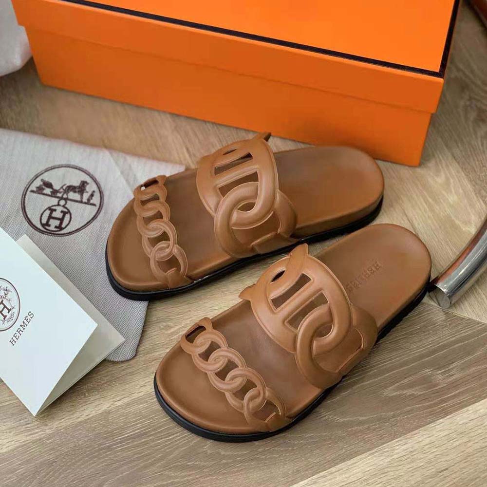 Hermes Women Extra Sandal in Nappa Leather-Brown - image 4