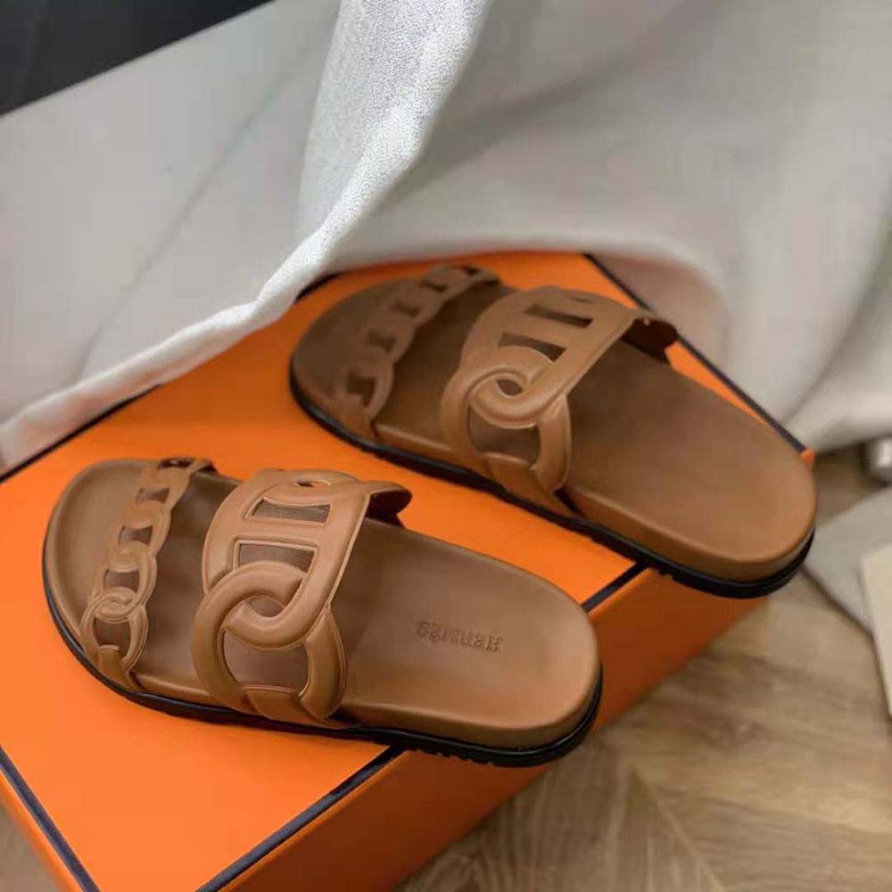 Hermes Women Extra Sandal in Nappa Leather-Brown - image 6
