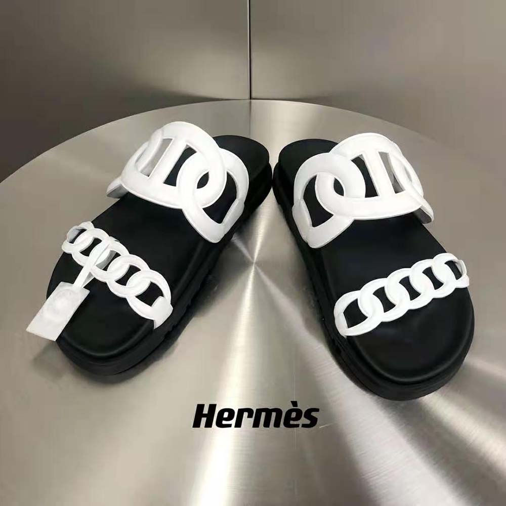Top view showing open-toe design of Hermes Women Extra Sandal white