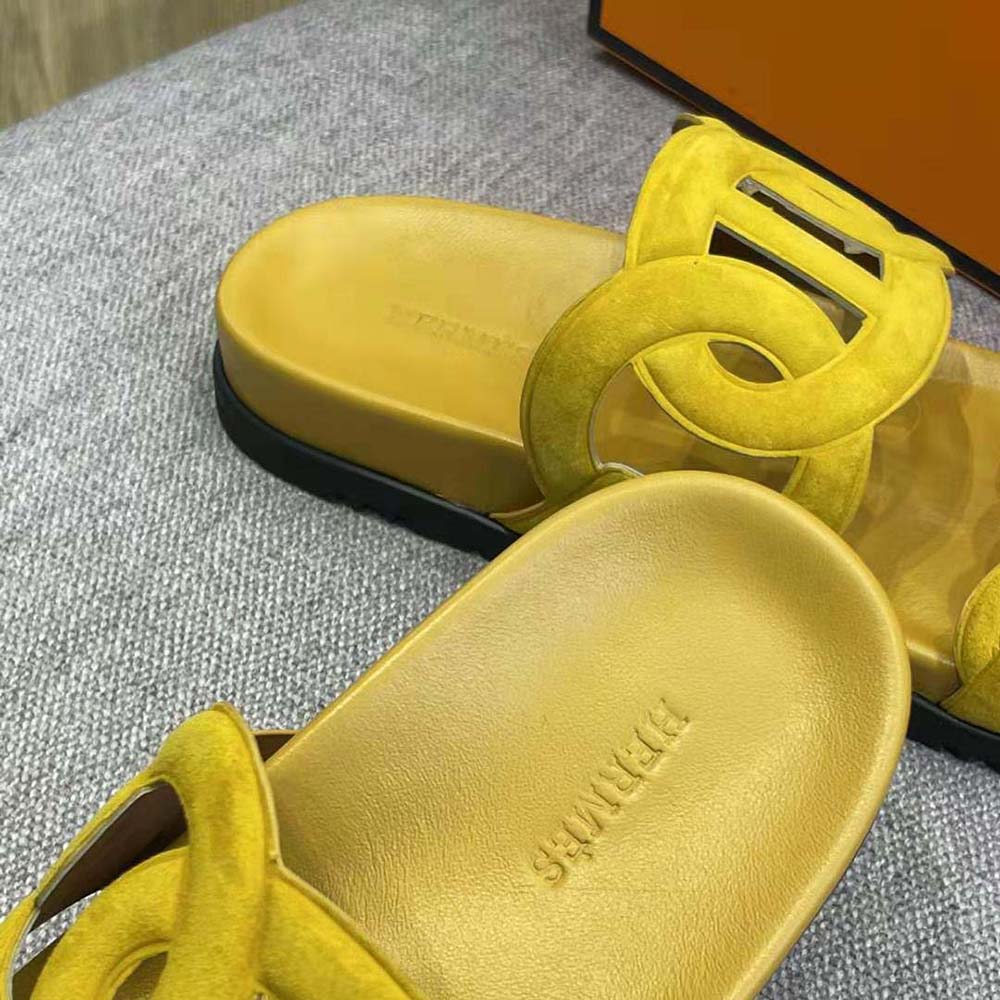 Hermes Women Extra Sandal in Suede Goatskin-Yellow - image 9