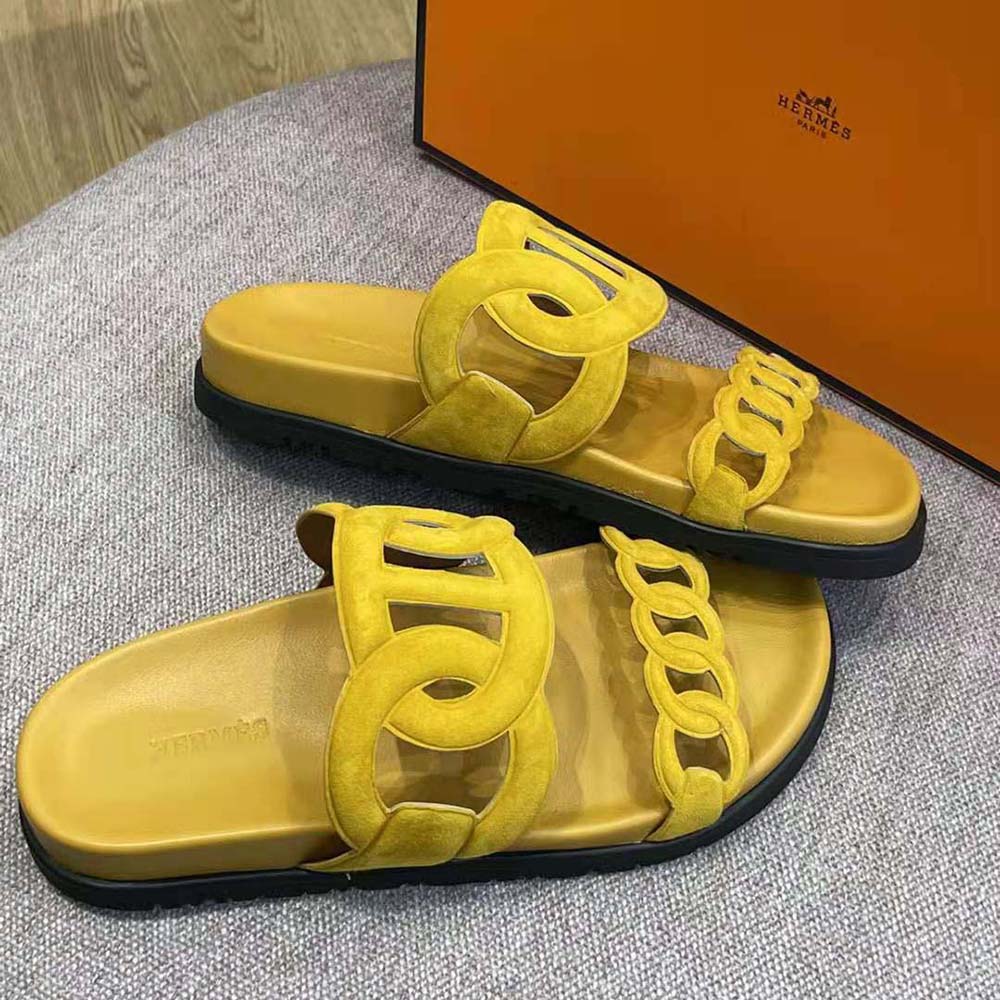 Hermes Women Extra Sandal in Suede Goatskin-Yellow - image 5