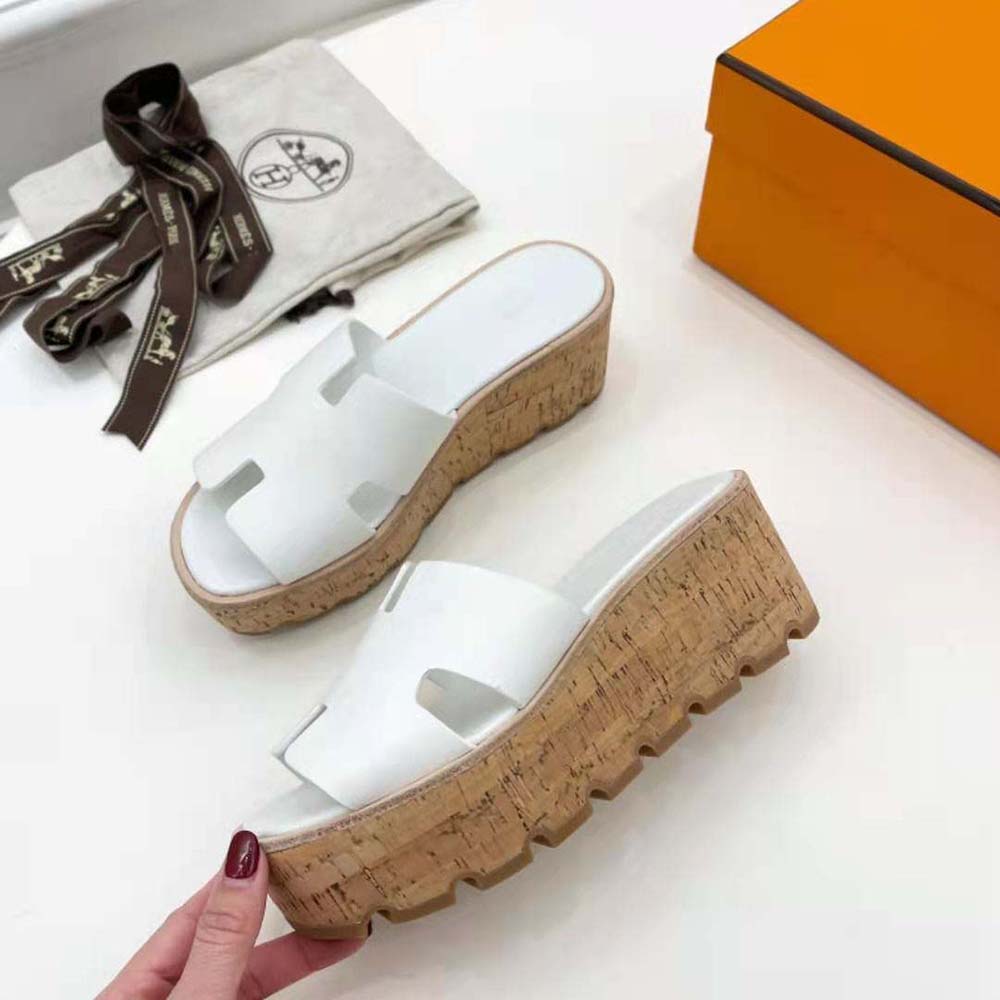 Hermes Women Eze 30 Sandal in 6.5cm Heel Height-White - image 7