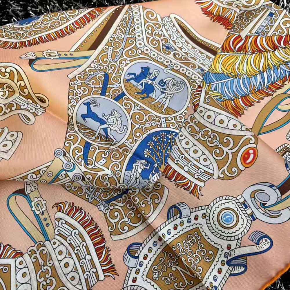 Hermes Women Sous L Egide De Mars Wash Scarf 90-Orange - image 9