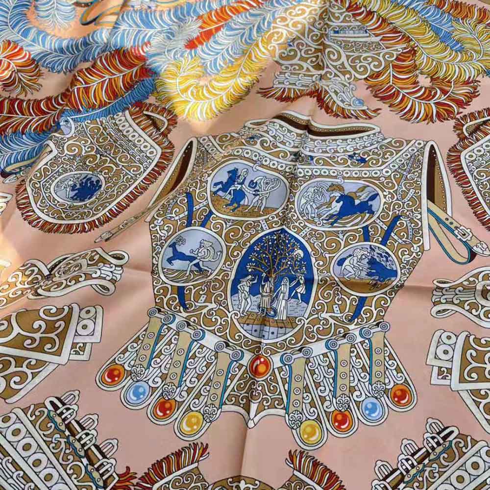Hermes Women Sous L Egide De Mars Wash Scarf 90-Orange - image 8