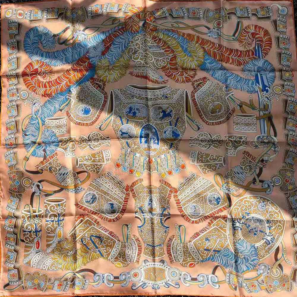 Hermes Women Sous L Egide De Mars Wash Scarf 90-Orange - image 4