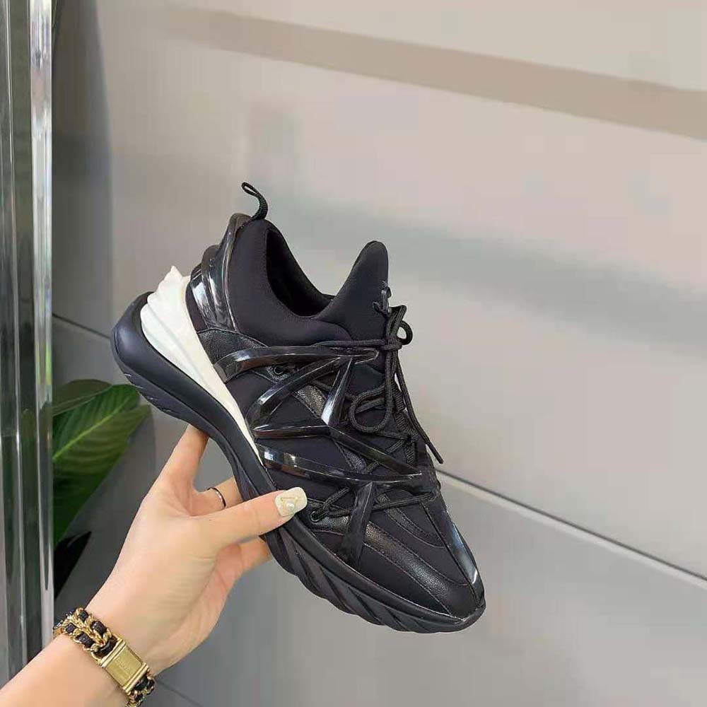 Jimmy Choo Women Cosmos/F Black Leather and Neoprene Low-Top Trainers - image 5