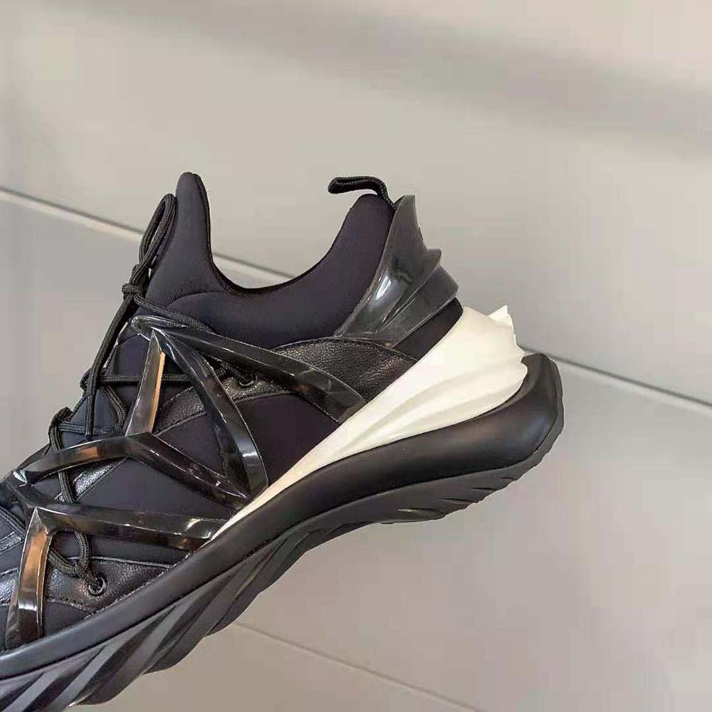 Jimmy Choo Women Cosmos/F Black Leather and Neoprene Low-Top Trainers - image 9
